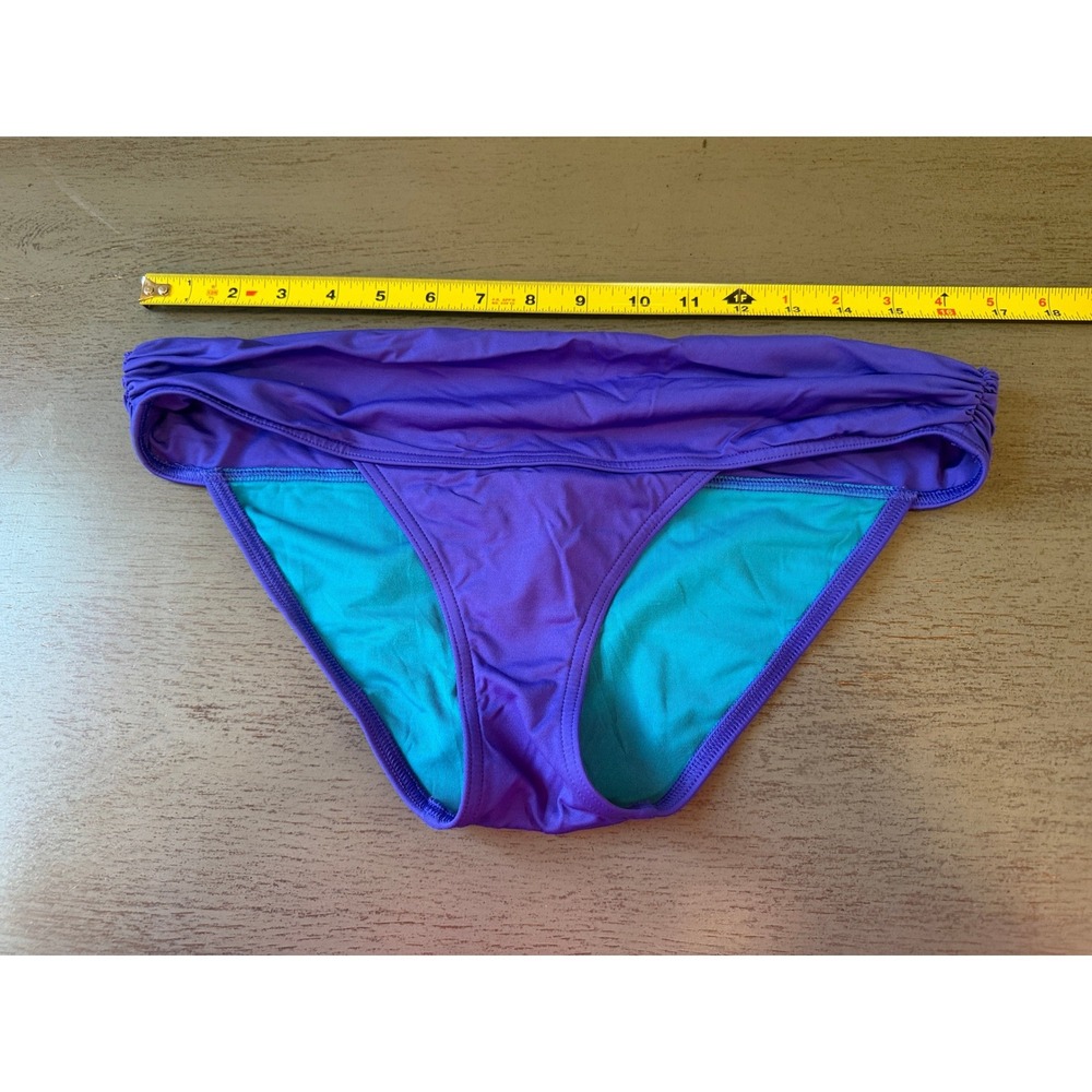 Victorias Secret Purple Fold Over Bikini Bottom Swim Teal Lining Medium